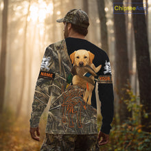 Load image into Gallery viewer, Yellow Lab Hunting Dog Customized Name All Over Print Shirts For Hunters, Duck Hunting Shirt NHT276