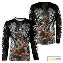 Load image into Gallery viewer, Whitetails Jumping Deer Hunting Camouflage Custom Name Shirts, Best Deer Hunting Camo Winter NHT186
