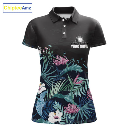 Custom Name Tropical Print Polo Shirt – Stylish Animal Print Golf Polo For Womens NHT856