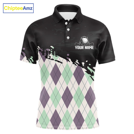 Custom Name Argyle Pattern Print Polo Shirt – Stylish Animal Print Golf Polo For Men NHT857