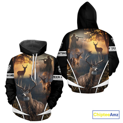 Personalized Deer Hunting Shirt, Custom Name 3D Deer Print, Perfect Gift for Hunters NHT279