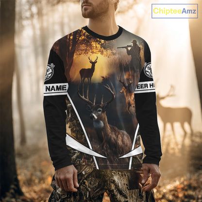 Personalized Deer Hunting Shirt, Custom Name 3D Deer Print, Perfect Gift for Hunters NHT279