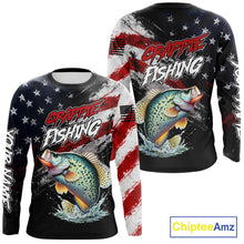 Load image into Gallery viewer, American Flag Crappie Fishing Shirt For Men, Personalized Crappie Fishing Apparel
