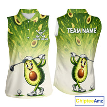 Load image into Gallery viewer, Custom Avocado Womens Sleeveless Golf Polo Shirt - Personalized Funny Fruit Golf Tee 