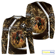 Load image into Gallery viewer, Duck Hunting Waterfowl Camo Chocolate Labrador Retriever Dog Shirts, Duck Hunting Shirt NHT201
