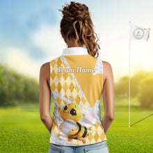 Load image into Gallery viewer, Personalized Bee Womens Sleeveless Golf Polo Shirt Argyle Golf Shirt Custom Name Golfer Shirt Golf Gift NHT687