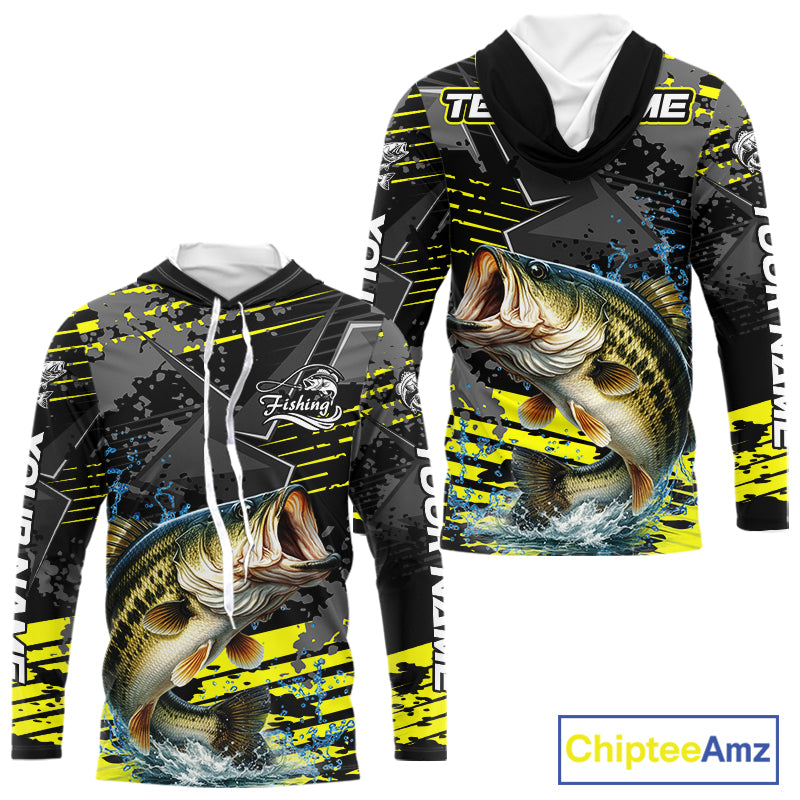 Personalized Largemouth Bass Fishing Jerseys For Fishing Team, Hooded Fishing Gift For Men NHT520