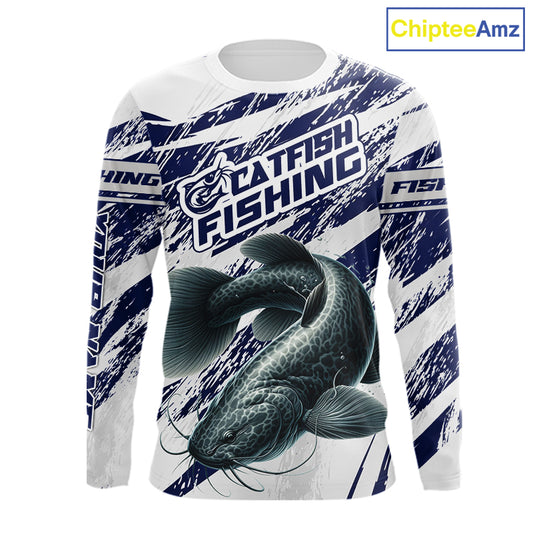 Catfish Custom Fishing Shirts Long Sleeve For Men , Catfish Fishing Tournament Apparel NHT521