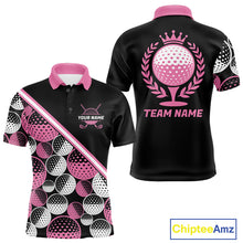 Load image into Gallery viewer, Golf Balls Pink Pattern Mens Golf Polo Shirts Custom Golf Apparel For Familly Team Shirt NHT706