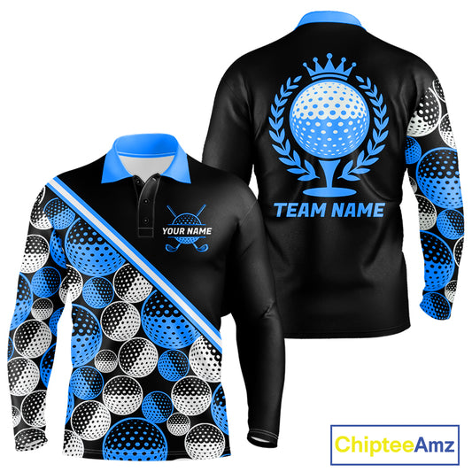 Golf Balls Blue Pattern Mens Golf Polo Shirts Custom Golf Apparel For Familly Team Shirt NHT707