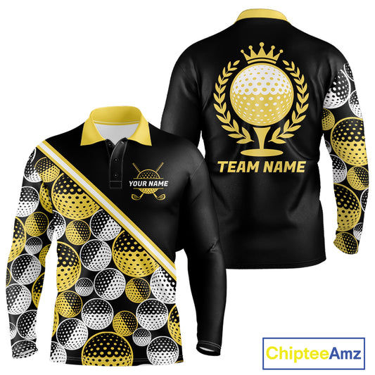 Golf Balls Yellow Pattern Mens Golf Polo Shirts Custom Golf Apparel For Familly Team Shirt NHT708