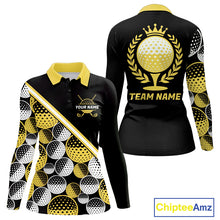 Load image into Gallery viewer, Golf Balls Yellow Pattern Womens Golf Polo Shirts Custom Golf Apparel For Familly Team Shirt NHT708