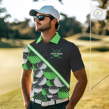 Load image into Gallery viewer, Golf Balls Green Pattern Mens Golf Polo Shirts Custom Golf Apparel For Familly Team Shirt NHT709
