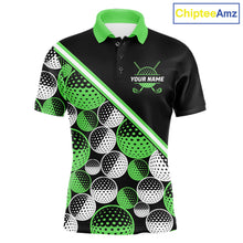 Load image into Gallery viewer, Golf Balls Green Pattern Mens Golf Polo Shirts Custom Golf Apparel For Familly Team Shirt NHT709
