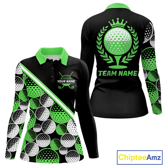 Golf Balls Green Pattern  Womens Golf Polo Shirts Custom Golf Apparel For Familly Team Shirt NHT709