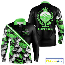 Load image into Gallery viewer, Golf Balls Green Pattern Mens Golf Polo Shirts Custom Golf Apparel For Familly Team Shirt NHT709