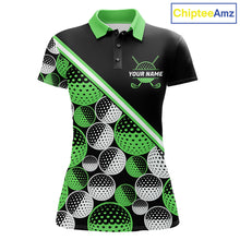Load image into Gallery viewer, Golf Balls Green Pattern  Womens Golf Polo Shirts Custom Golf Apparel For Familly Team Shirt NHT709