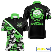 Load image into Gallery viewer, Golf Balls Green Pattern Mens Golf Polo Shirts Custom Golf Apparel For Familly Team Shirt NHT709