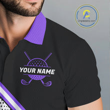 Load image into Gallery viewer, Golf Balls Purple Pattern Mens Golf Polo Shirts Custom Golf Apparel For Familly Team Shirt NHT710