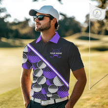 Load image into Gallery viewer, Golf Balls Purple Pattern Mens Golf Polo Shirts Custom Golf Apparel For Familly Team Shirt NHT710