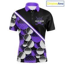 Load image into Gallery viewer, Golf Balls Purple Pattern Mens Golf Polo Shirts Custom Golf Apparel For Familly Team Shirt NHT710