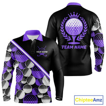 Load image into Gallery viewer, Golf Balls Purple Pattern Mens Golf Polo Shirts Custom Golf Apparel For Familly Team Shirt NHT710