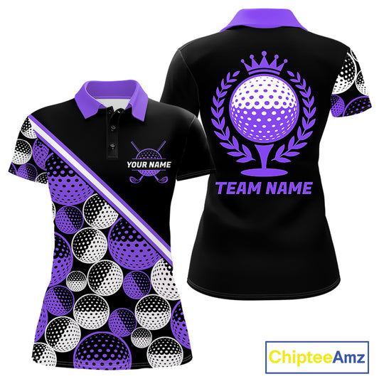 Golf Balls Purple Pattern  Womens Golf Polo Shirts Custom Golf Apparel For Familly Team Shirt NHT710