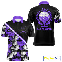 Load image into Gallery viewer, Golf Balls Purple Pattern Mens Golf Polo Shirts Custom Golf Apparel For Familly Team Shirt NHT710