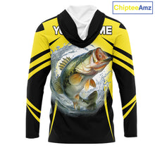 Load image into Gallery viewer, Largemouth Bass Fishing Shirts Long Sleeve Hooded Sport With Personalized Name NHT397