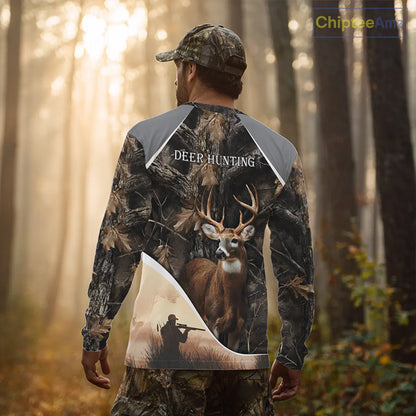 Deer Hunting Shirt 3D Brown Forest Camo Custom Name All Over Print Hunting Clothes NHT218