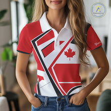 Load image into Gallery viewer, Personalized Canada Flag Womens Golf Polo Shirt, Patriotic Golf Gifts For Golf Lover NHT733