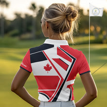 Load image into Gallery viewer, Personalized Canada Flag Womens Golf Polo Shirt, Patriotic Golf Gifts For Golf Lover NHT733