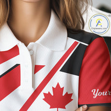 Load image into Gallery viewer, Personalized Canada Flag Womens Golf Polo Shirt, Patriotic Golf Gifts For Golf Lover NHT733