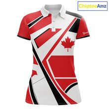Load image into Gallery viewer, Personalized Canada Flag Womens Golf Polo Shirt, Patriotic Golf Gifts For Golf Lover NHT733