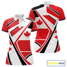 Load image into Gallery viewer, Personalized Canada Flag Womens Golf Polo Shirt, Patriotic Golf Gifts For Golf Lover NHT733