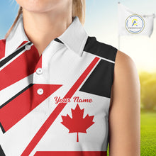 Load image into Gallery viewer, Personalized Canada Flag Sleeveless Womens Golf Polo Shirt, Patriotic Golf Gifts For Golf Lover NHT733