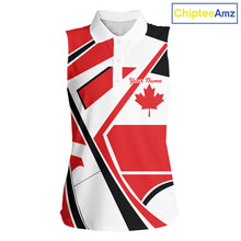 Load image into Gallery viewer, Personalized Canada Flag Sleeveless Womens Golf Polo Shirt, Patriotic Golf Gifts For Golf Lover NHT733