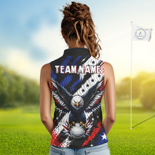 Load image into Gallery viewer, American Flag Eagle Womens Sleeveless Golf Polo Shirts Custom Patriotic Eagle Golf Jersey NHT903