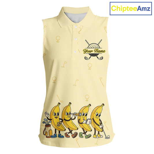 Funny Banana Womens Sleeveless Golf Polo Shirts Team, Women Golf Jerseys For Golfer, Golf Gifts NHT908