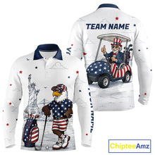 Load image into Gallery viewer, Custom Patriotic Mens Golf Polo Shirt – American Eagle Golf Team Polo With Personalized Name 
