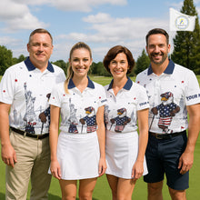 Load image into Gallery viewer, Custom Patriotic Womens Golf Polo Shirt – American Eagle Golf Team Polo With Personalized Name NHT1065