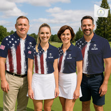 Load image into Gallery viewer, Personalized Skull Eagle Womens Golf Polo Shirt American Flag Patriotic Golf Shirt Custom Name NHT1068