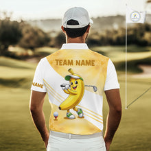 Load image into Gallery viewer, Funny Banana Golf Polo Shirt Custom Name – Cute Banana Golfer Golf Polo For Men 