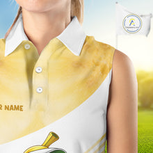 Load image into Gallery viewer, Funny Banana Womens Sleeveless Golf Polo Shirt Custom Name – Cute Banana Golfer Golf Polo 