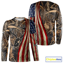 Load image into Gallery viewer, Skull Deer Hunting Shirt-Personalized US Flag Camouflage, Best Hunting Hoodie For Hunter NHT364