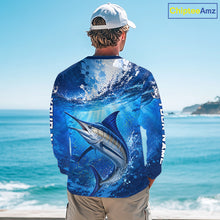 Load image into Gallery viewer, Marlin Fishing Jersey Ocean Blue 3D All Over Print Long Sleeve Performance Shirt 
