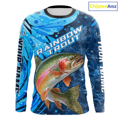 Rainbow Trout Fishing Shirt For Men, Ice Fishing Shirt, Rainbow Trout Long Sleeve Fishing Gift NHT1390
