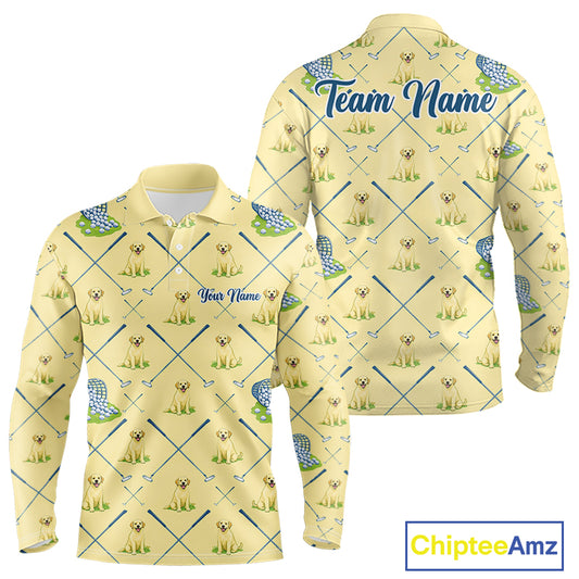 Funny Yellow Labrador Golf Polo Shirt For Team, Men’S Polo Shirt For Golf Lovers NHT564