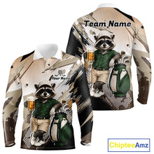 Load image into Gallery viewer, Custom Beige Funny Raccoon Golf Team Shirt For Mens,Golf Jersey Polo Shirt Outfit NHT937