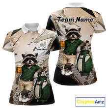 Load image into Gallery viewer, Custom Beige Funny Raccoon Golf Team Shirt For Womens, Golf Jersey Polo Shirt Outfit NHT937